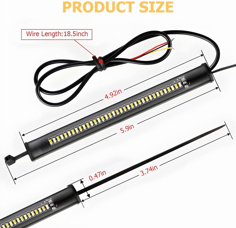 zipelo 2PCS Motorcycle LED Turn Signal Light, Flexible Switchback Dual-Color White & Amber Fork Turn Signal Blinkers, DRL Daytime Running Light Waterproof Adjustable Strips Bars for Motorbike - Image 2